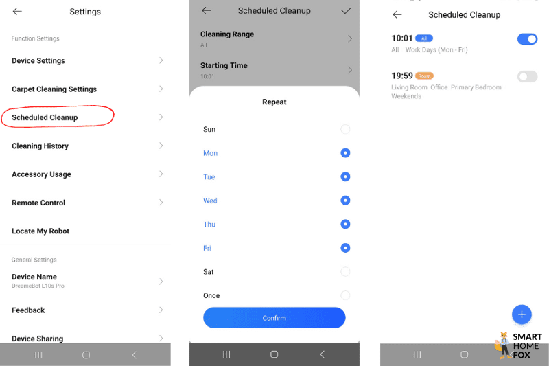 График уборки для Dreame L10s Pro в приложении Dreamehome.